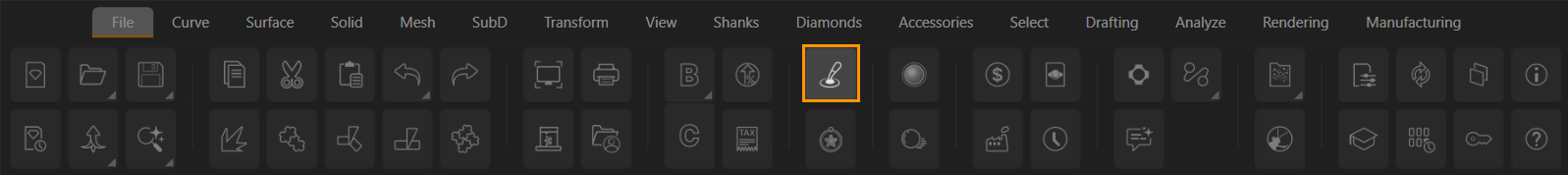 The Sculpt button highlighted on the File tab of the ribbon